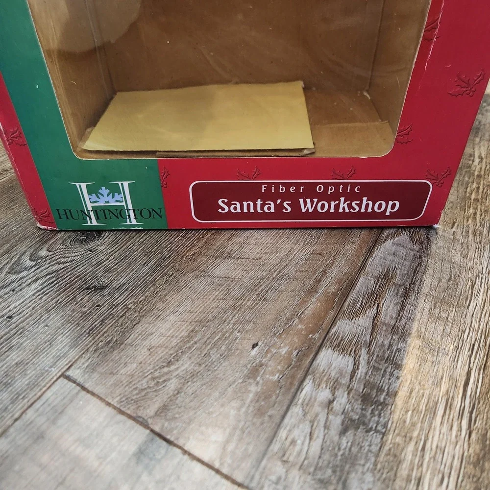 Santa's Workshop Illuminated Christmas Village House Ceramic Fiber Optic Xmas